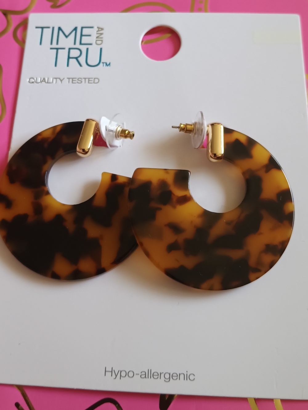 TIME AND TRU TORTOISE RESIN HOOPS